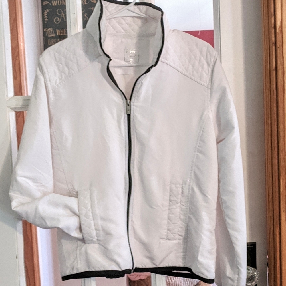 Three Heart Windbreaker White Nylon Jacket MED